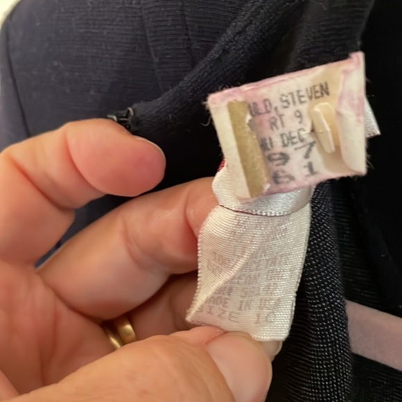 Vintage Maggy London Very Fitted Front Slit Navy Blue Classic Elegant Dress - Picture 6 of 9